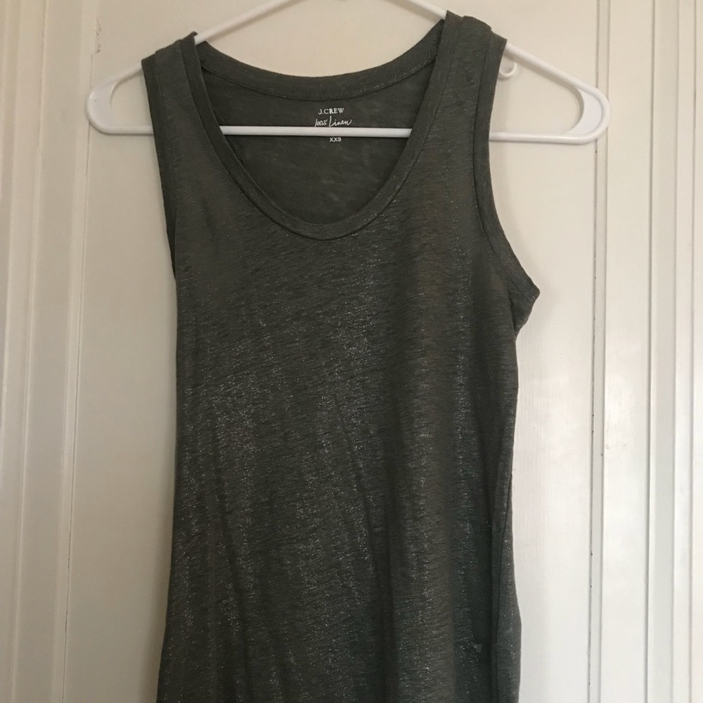 J.Crew Linen Green Shimmer Tank